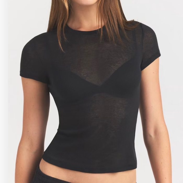 Sheer Cotton T-Shirt | M (Black)