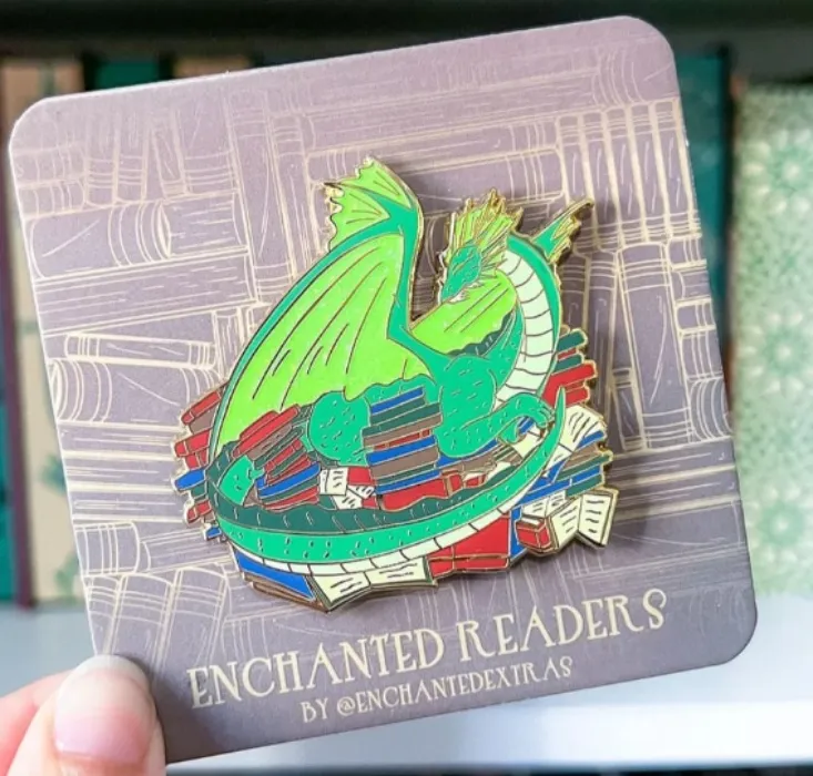 Book Dragon Enchanted Readers Pin