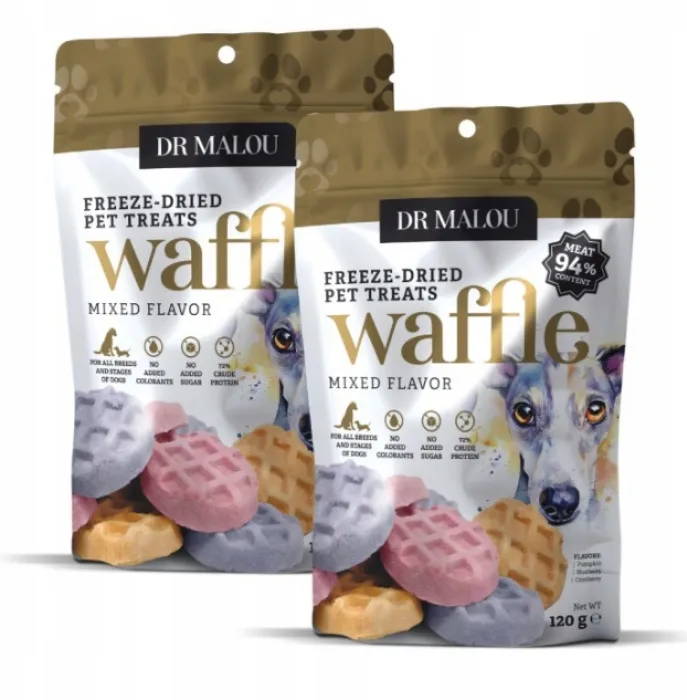 Freeze-dried dry food for dogs WAFFLES 100% chicken meat mix 2 packs