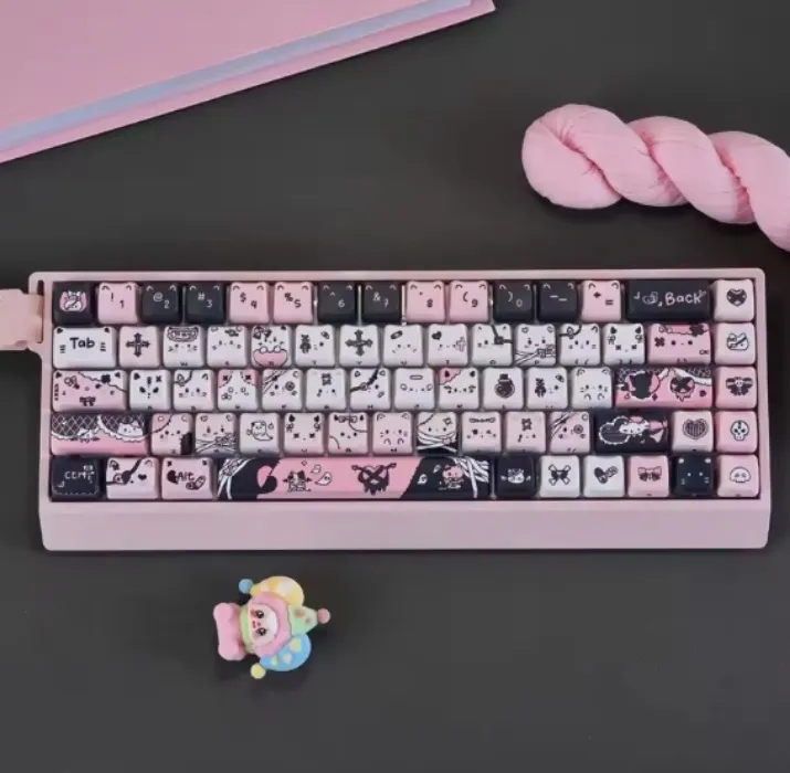 Gothic kitty keycaps!!