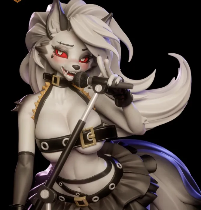 Loona-inspired hellhound statue – handmade, 3D-printed, and hand-painted display collector's item