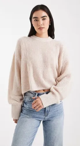 Pull souple en maille - Grège ♡