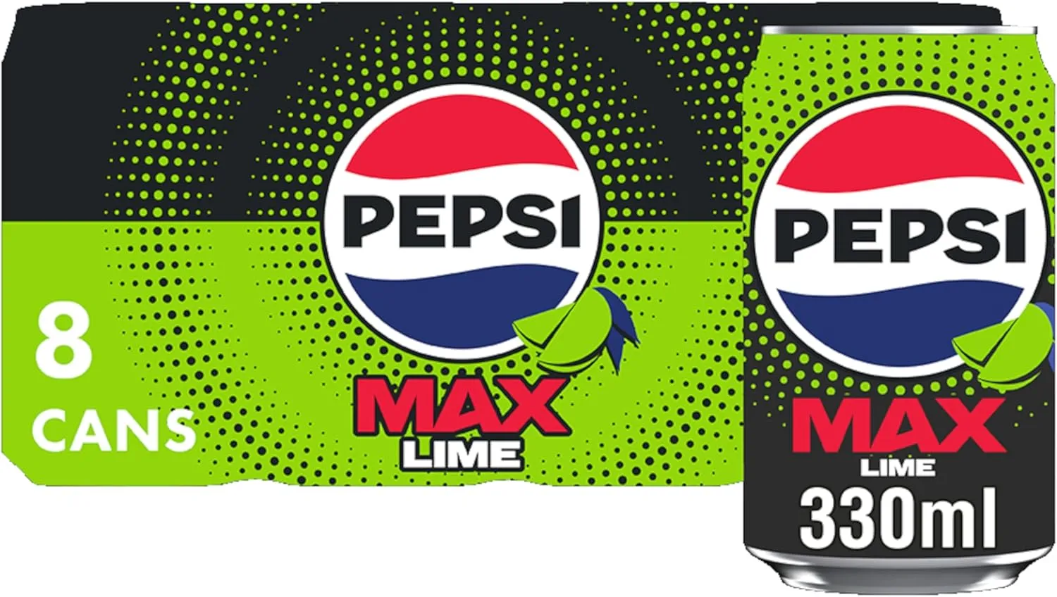 Pepsi Max Lime No Sugar Soft Drinks, 8 x 330ml - 330 ml (Pack of 8)