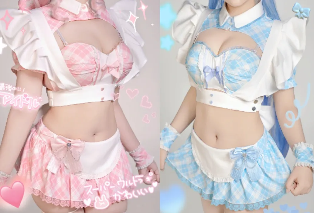 Maid Lingerie Set Pink OR Blue (You pick color)