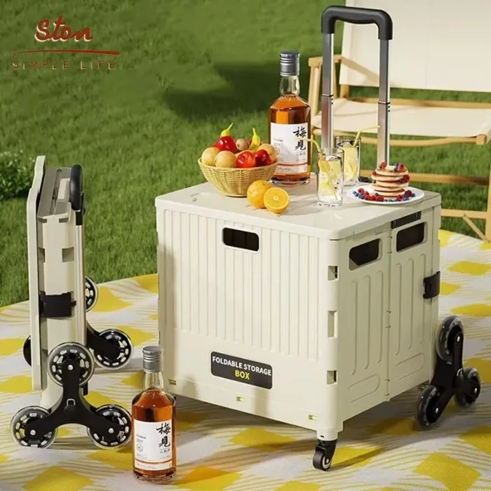 ST Outdoor Camping Trolley Cart Stair-Climbing Multifunctional Wheel Folding Shopping Grocery Cart