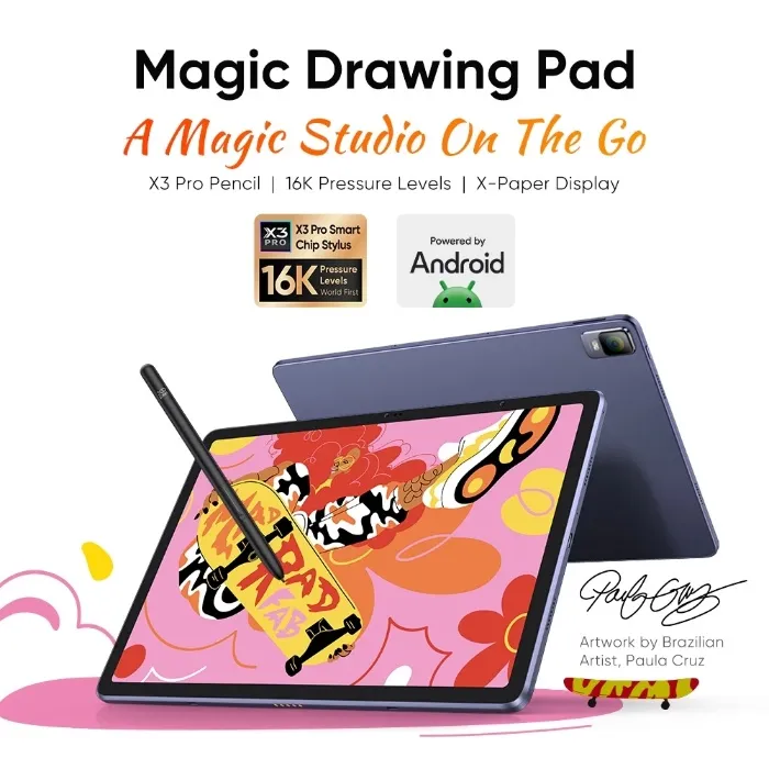 XPPen Magic Drawing Pad With 16K Pressure Levels X3 Pro Pencil With X-Paper Display 12.2inch 256GB