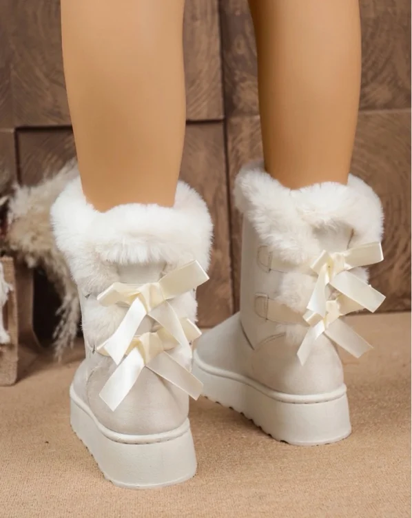 New Bowknot Simple Casual Cotton Shoes Thick Sole Warm Fluff - TikTok Shop