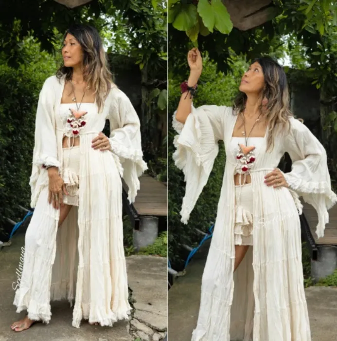 Boho Maxi Ruffled Duster Kimono