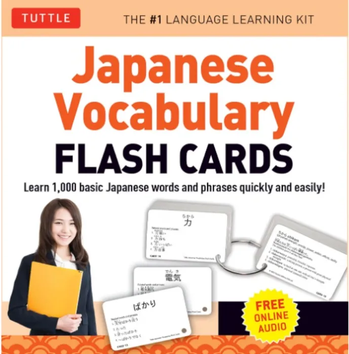 Japanese Vocabulary Flash Cards Kit: Learn 1000 basic Japanese words and phrases quickly and easily! (Boxed Set of 200 Double-Sided Flash Cards with Study Guide & Organizer Ring)