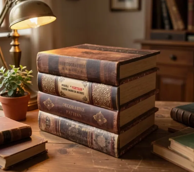 Old books stack secret box