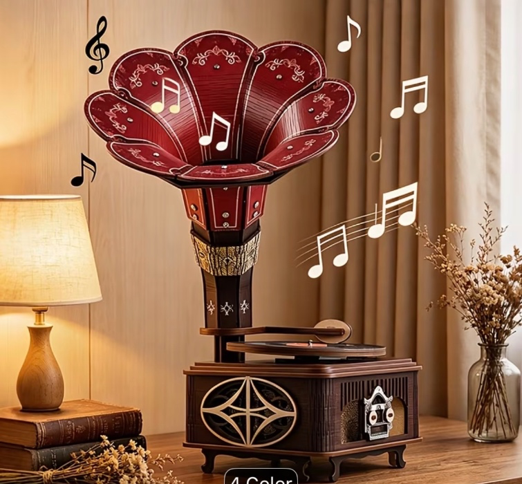 1 set 3d wooden gramophone assembly 