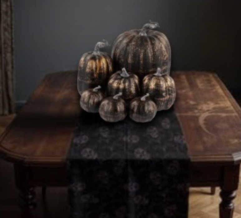 7pcs box black/gold pumpkin decor