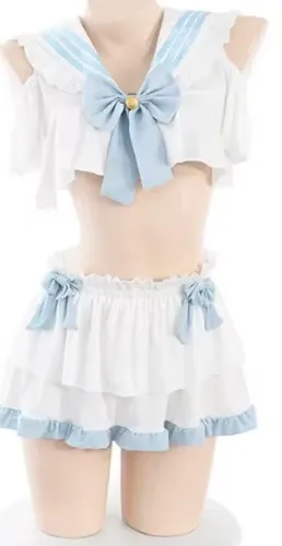AniLV Anime Lolita Girl Sailor Uniform Women Cute Student Maid Outfits Cosplay Costumes