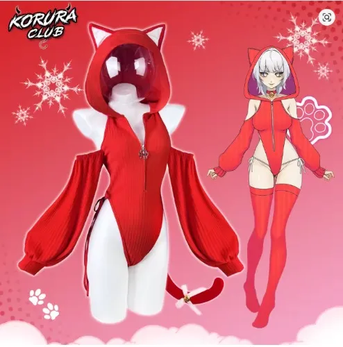 KORURACLUB mujer Korura rojo tímido Neko mono Cosplay disfraz vestido