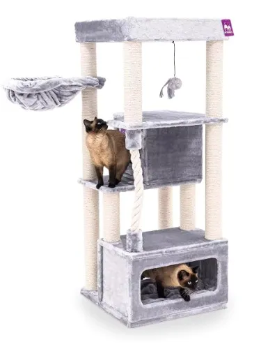 Kratzbaum Lodge 150 - Grey - 9 cm Stamm - mit Hängematte