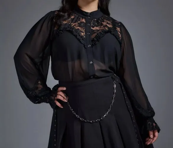 Nightfall Lace Detail Button Up Top