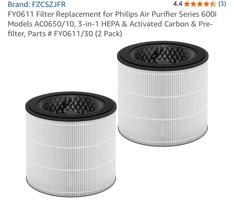 FY0611 Filter Replacement for Philips Air Purifier Series 600i Models AC0650/10, 3-in-1 HEPA & Activated Carbon & Pre-filter, Parts # FY0611/30 (2 Pack) : Amazon.com.au: Home