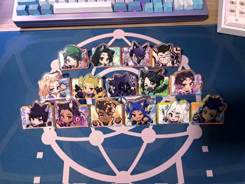 Neko Cat Valorant Agent Acrylic Pins and Stickers / Cute Gaming Acrylic Pin Gift for Friends