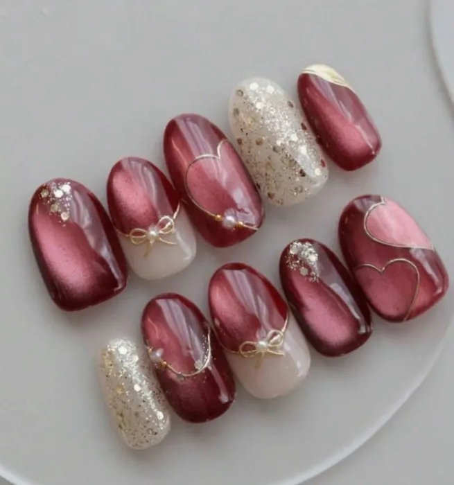 Uñas postizas ovaladas rojas