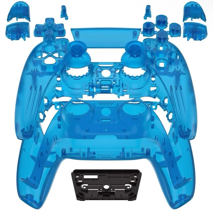 eXtremeRate Full Set Housing Shell with Buttons Touchpad Cover, Clear Red Custom Replacement Decorative Trim Shell Front Back Plates - Clear Blue