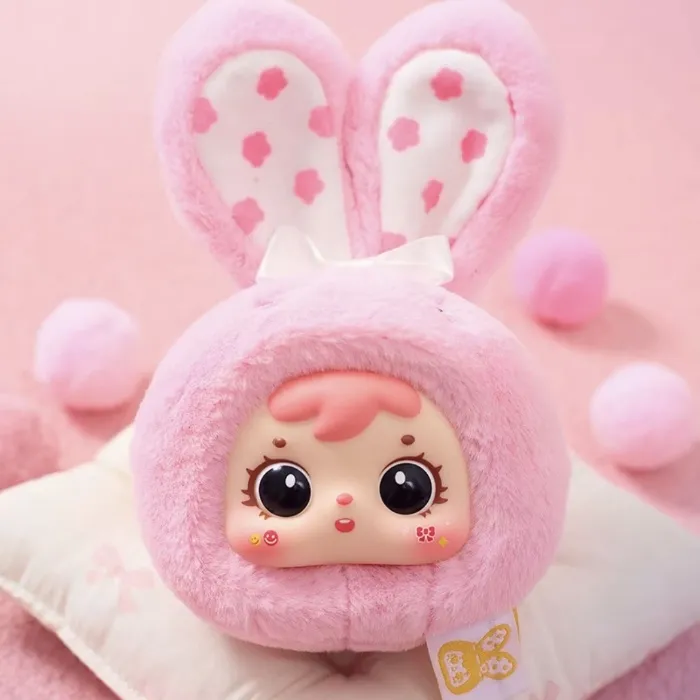 Pink bunny plushie keychain