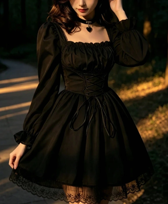 1 pieza Vestido Lolita dulce, Atuendo Lolita lindo, Adecuado para fiestas de vacaciones, actuaciones, regalo del Día de San Valentín, uso diario y festivo