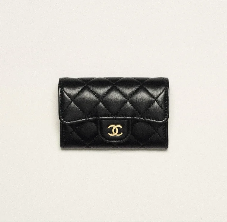 CHANEL Classic Wallet Card Holder - Black & Gold 