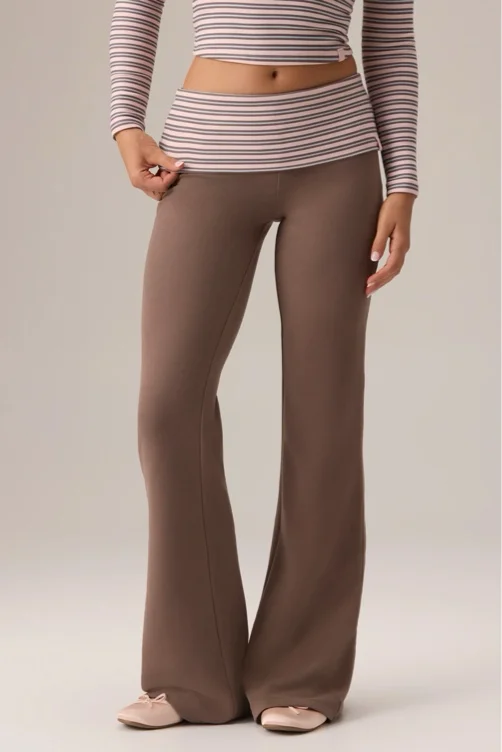 Bo + Tee Jersey Flare Legging Pants - Chestnut