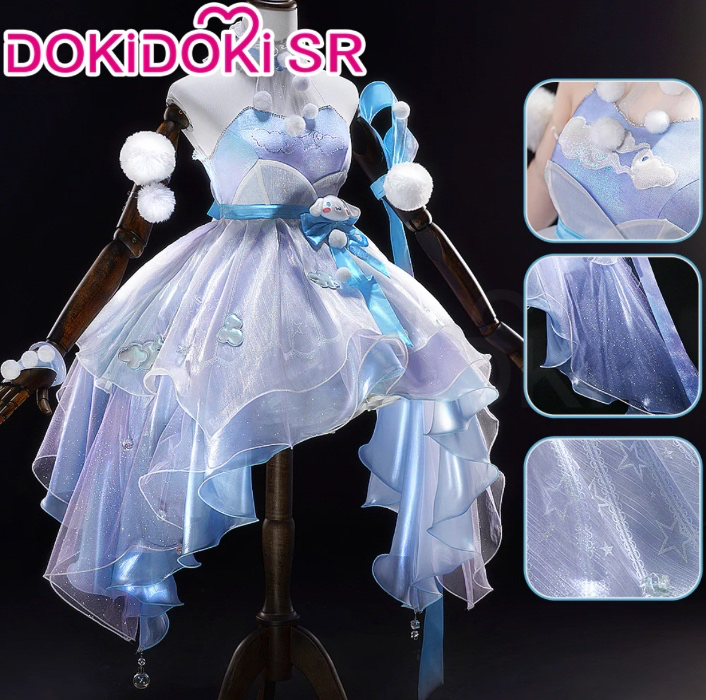 【Two Versions】DokiDoki-SR Game Honor of Kings Cosplay Yao Costume HOK Blue Dream | Embroidered Version Costume Only+Antlers / M-Order Processing Time Refer to Description Page