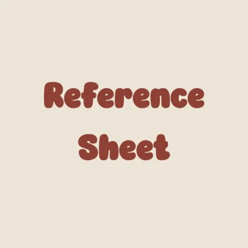 Reference Sheet 