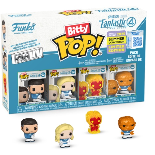 The Fantastic Four: First Steps (2025) - Mister Fantastic, Invisible Woman, Human Torch, & The Thing Bitty Pop! Vinyl Figure 4-Pack (2025 Summer Convention Exclusive) (Popcultcha Exclusive)