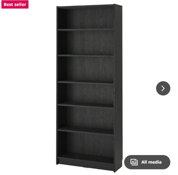 BILLY Bookcase - black oak effect 80x28x202 cm