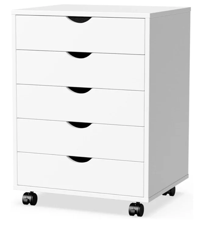 Amazon.com : Elevon 5 Drawer Chest, Storage Cabinets Wooden Mobile Cabinet with Wheels Room Organizer, Small Drawers Wood Organization Furniture for Office, Home, White