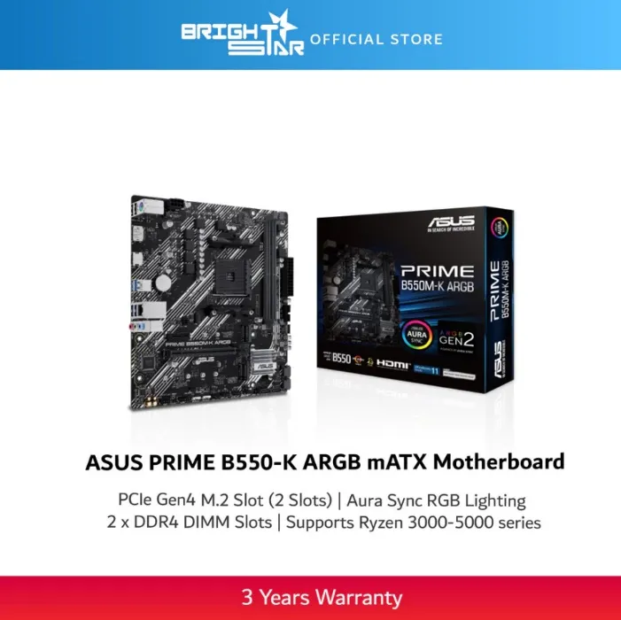 ASUS PRIME B550M-K ARGB AM4 Micro-ATX Motherboard