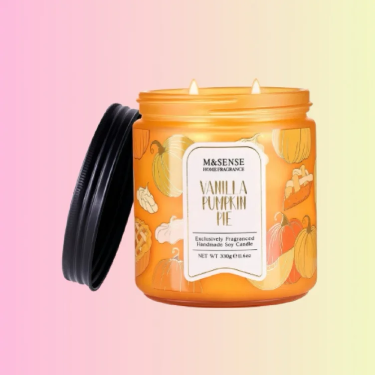 M&Sense Vanilla Pumpkin Pie Scented Candle for Festive Fall Decor 11.6Oz | Classic Pumpkin Spice & Vanilla Warmth Scent Non-Toxic Soy Candle 70H Burn for Dinner Ambiance Thanksgiving Decor Fall Gift - Vanilla Pumpkin Pie