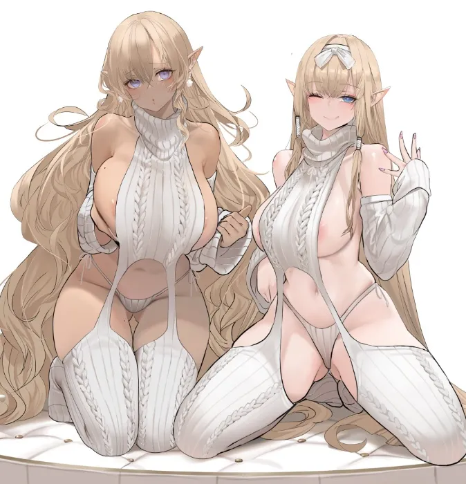 ♡ Art Comm: Full body Winter Bunny Sweater Outfit
