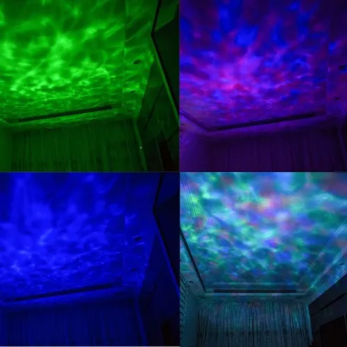 Premium Ocean Wave LED Projector Lights Speaker with Remote control - 7 colorful mode / White
