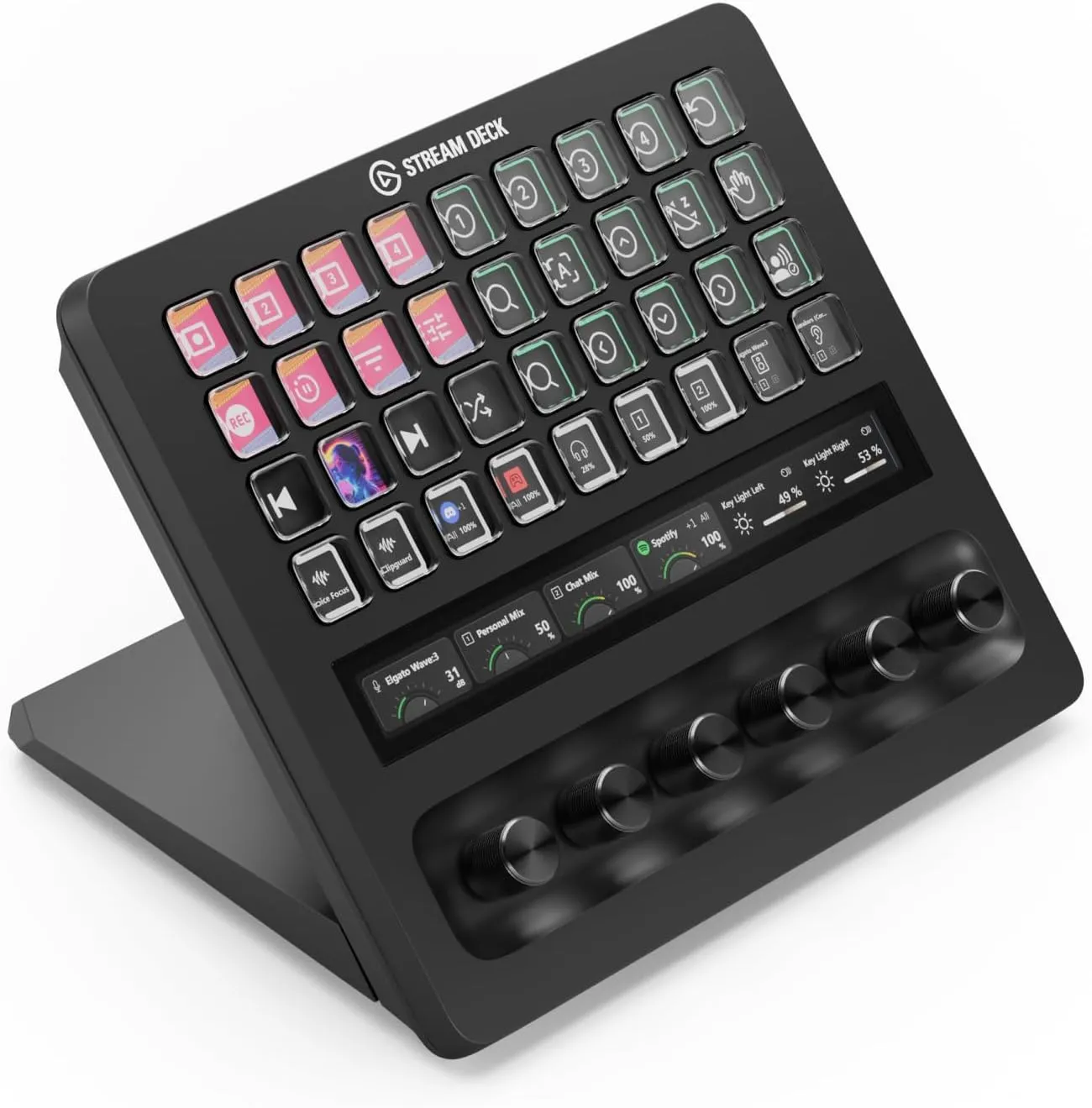 Elgato Stream Deck + XL Control Platform with Knobs | 36 customizable macro keys, six multi-function knobs, touch strip display, hundreds of integrations, USB-C