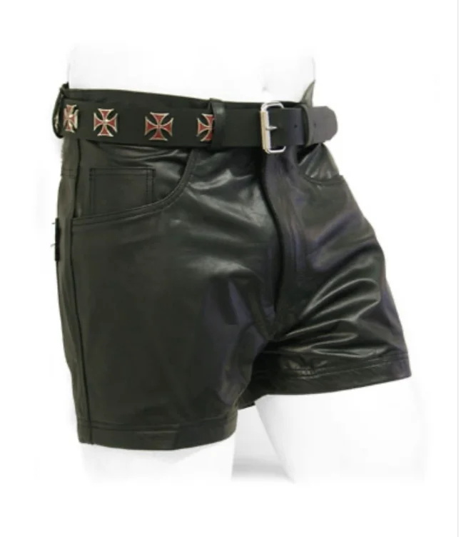 Black Leather Unisex Shorts