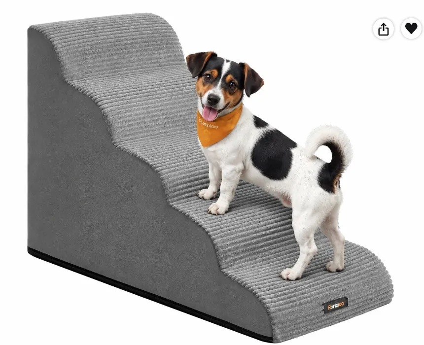 Feandrea 5-Step Dog Stairs, Waterproof, Anti-Slip, Gentle Slope Dog steps | Dog Steps for Bed, Sofa, Removable Washable Cover, Handle, Dove Grey, BADDI Collection PPS005GD01 : Amazon.ie: Pet Supplies