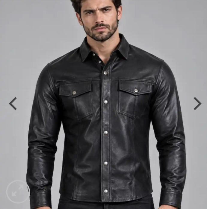 Black Leather Mens Shirt​