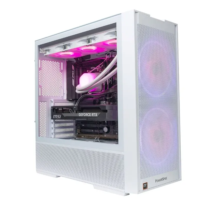 PowerSpec G762 Gaming PC; AMD Ryzen 7 9850X3D 4.7GHz Processor; NVIDIA GeForce RTX 5080 16GB GDDR7; 64GB DDR5-6000 RAM; 2TB Solid State Drive; Microsoft Windows 11 Home; 2.5GbE LAN; WiFi 7 802.11be; Bluetooth 5.4; 360L mm Liquid Cooler