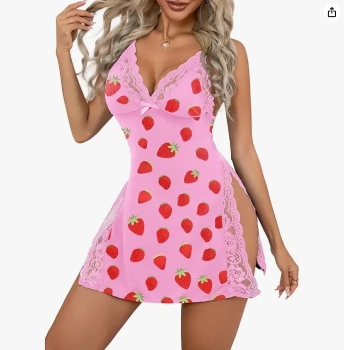 V Neck Lace Nightgown