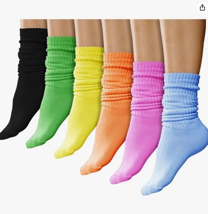 Winterlace 6 Pairs Slouch Socks for Women, Soft Extra Long Scrunch Knee High Sock, Bulk Pack