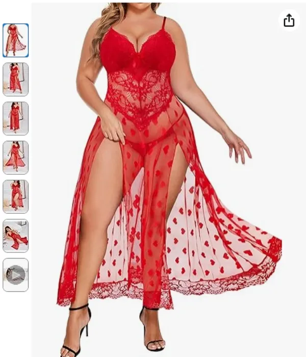 Plus Size Lingerie For Women Red Heart Print