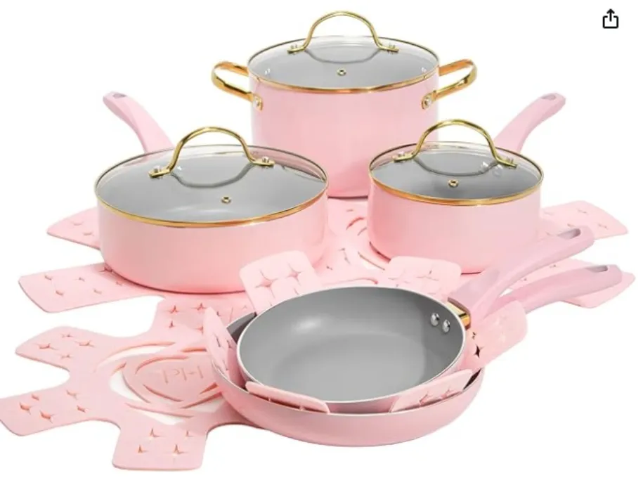 Nonstick Pots and Pans Set, Multi-layer Nonstick Coating, Tempered Glass Lids, Soft Touch, Stay Cool Handles