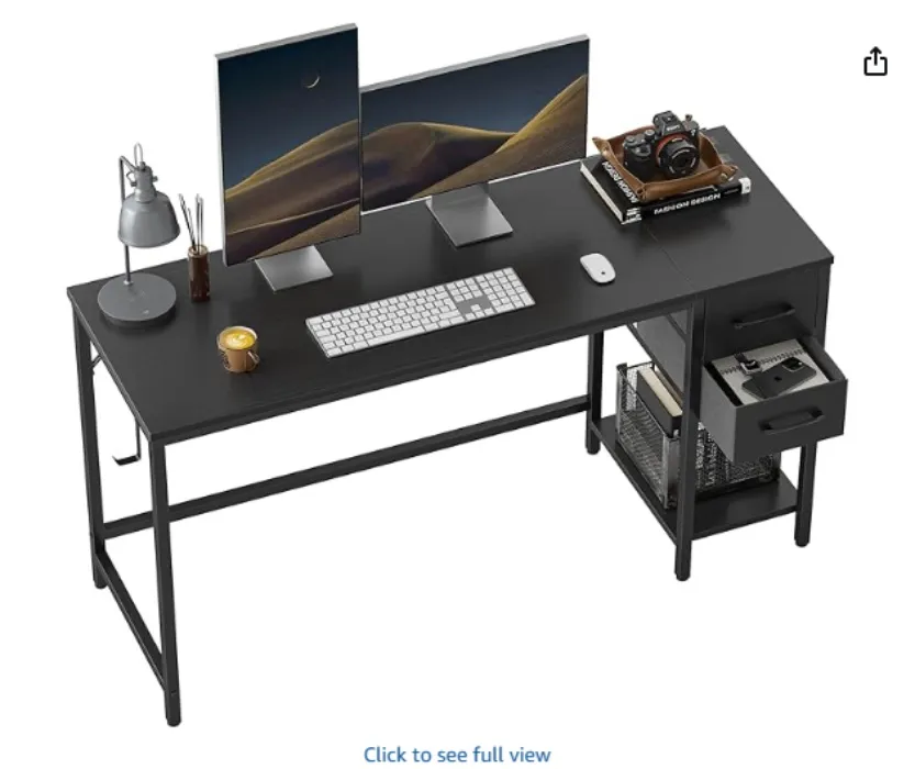  Computer Desk with 2 Drawers, 47 Inch Small Home Office Desk with Storage Study