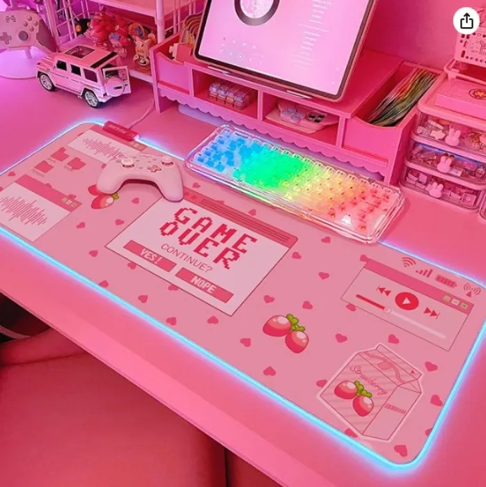 Pink RGB Gaming Mouse Pad 31.5x12 Inch