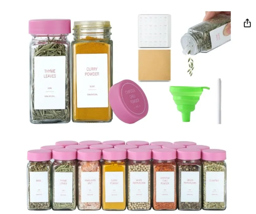 Pink Spice Jars with Label