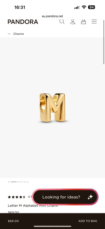 Letter M Alphabet Mini Charm